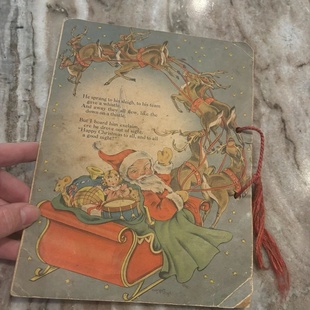 Antique Santa Claus Cover THE NIGHT BEFORE CHRISTMAS HANKIES 1941 Ephemera